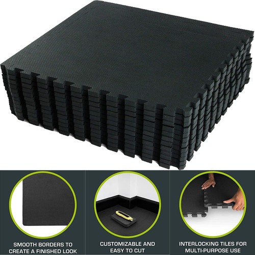 Black interlocking mat yoga - interlocking,