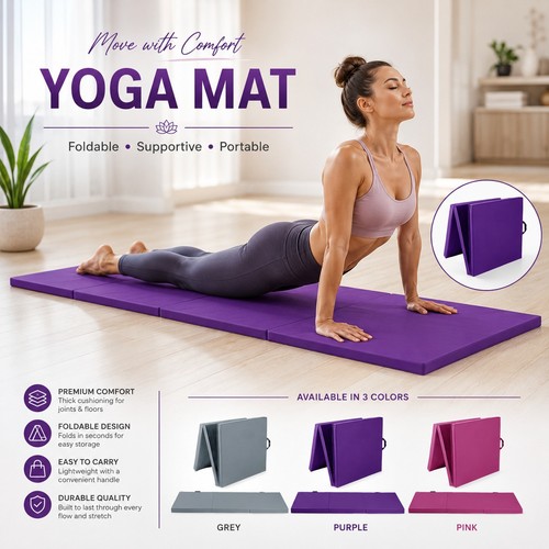Tri folding mat gymnastic yoga - folding,